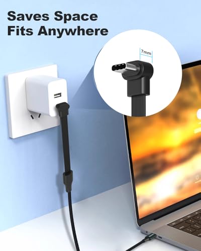 Flat USB C to USB C 90 Degree Right Angle Cable - 3.3FT - size: 3.3FT, style: USB-C to USB-C