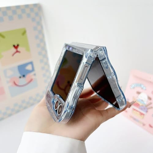 UEEBAI Wave Butterfly Case for Samsung Galaxy Z Flip 5/Z Flip 6/Z Flip 7 FE 5G Case, Pretty Bling Star Butterfly Cute Shiny Glitter Phone Cover Bling Clear Cover Curly Shockproof Girly - Blue - color: Blue, size: Z Flip 7 FE/Z Flip 6/Z Flip 5 5G