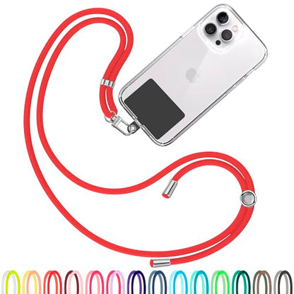 TBOC Cell Phone Lanyard [Red] - Comfortable Universal Smartphone Lanyard - Easy to Use Neck Phone Holder [Black Patch] - Adjustable Length Phone Strap Crossbody - Fits All Mobile Phones - color: Red