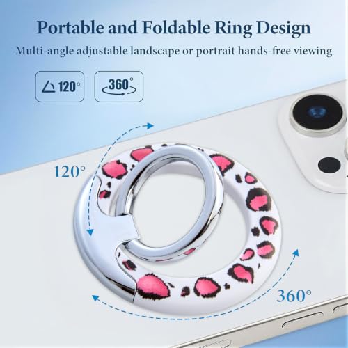 Magnetic Phone Ring for MagSafe Grip, Super Magnet Twinkle Design Ring Holder Stand, MagSafe Accessory for iPhone 17/16/15/14/13 Pro Max Plus，Pink Spots - color: Pink Spots