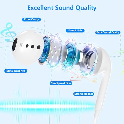 Apple MFi Certified 2 Pack iPhone Wired Headphones with Lightning Connector - color: White