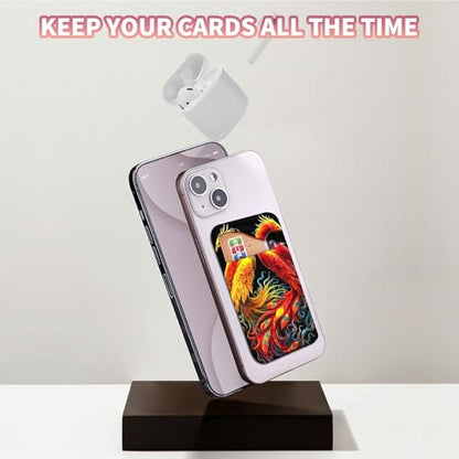 Phone Credit Card Holder Stick on, Cell Phone Pocket Self Adhesive Stretchy Stick on Wallet ID Credit Card Case Pouch Sleeve with Flap for All Smartphones, Flamingo Red - color: Flamingo Red