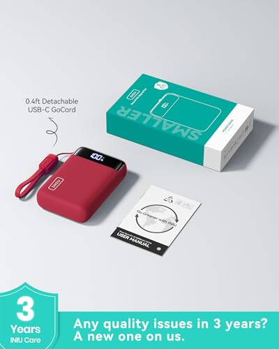 INIU Portable Charger, Smallest 20000mAh 22.5W Fast Charging Power Bank - color: Red