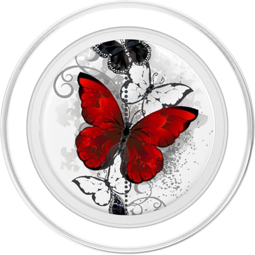 Cute Red Black & White Butterfly Phone Grip with Butterflies PopSockets PopGrip for MagSafe - style: Magnetic PopGrip
