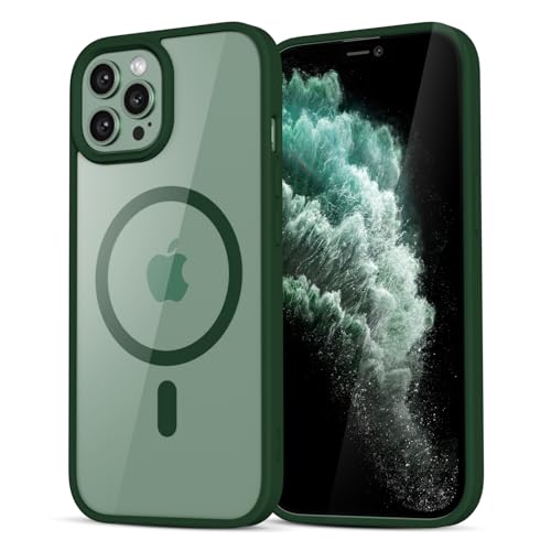 LoeoeL for iPhone 11 Pro Max Case Clear Mag Safe, Ultra Thin Slim Cover Magnetic Compatible with Magsafe Phone Case for Women Men Girl, Cute Soft TPU Silicone & Transparent Hard Plastic, Dark Green - color: Forest Green, size: 11 Pro Max
