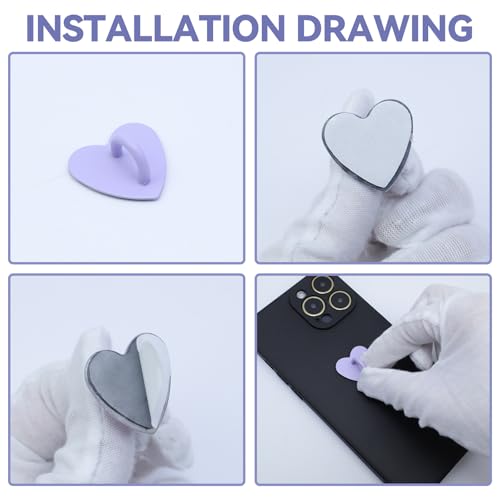 12Pcs Phone Charm Hook Adhesive (Purple, Heart Shaped) - color: Purple