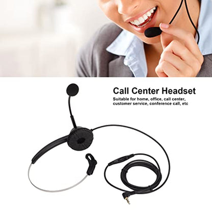 H360-3.5VA Single Sided Headset, Corded Monaural Headset with Noise Canceling Mic and Volume Control, Single Ear Headset for 3.5mm Jack Devices in Call Centers and