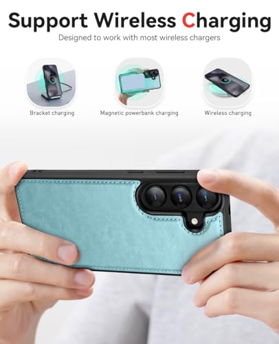 OCASE for Samsung Galaxy S26 Plus Detachable Wallet Case with Card Holder, [2 in 1] PU Leather Flip Folio Case with RFID Blocking Stand Wrist Strap Shockproof Phone Cover 2026, Ice Blue - color: Ice Blue, size: Samsung Galaxy S26 Plus