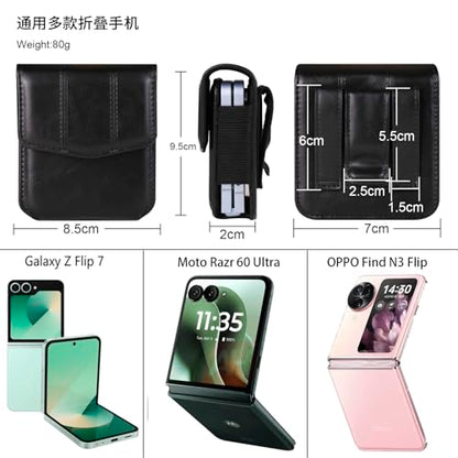 Galaxy Z Flip 5G Waist Belt Bag Leather, Mobile Phone Holster Wear Belt Waist Pack Leather Case with Belt Loop Compatible with Samsung Galaxy Z Flip 7 6 5 4 3 5G (SM-F700 SM-F707 SM-F711) Moto RAZR - color: Black