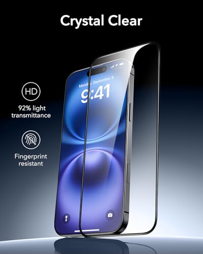 ESR 3 Pack for iPhone 16 Plus/15 Plus Screen Protector, Armorite | 7X Impact Absorption, 9H+ Tempered Glass, Easy One-Pull Installation, Full-Coverage Protection, UltraFit Tray, Bubble-Free - size: iPhone 16 Plus/15 Plus 6.7 inch