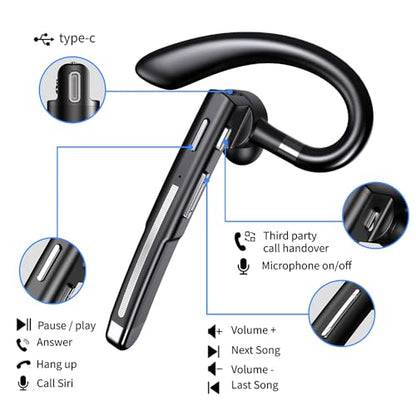 Hsility Bluetoth Earbuds with Mic for Office 270 Degree Rotatble Wireless Earbuds for Truck Driver - color: Sliver