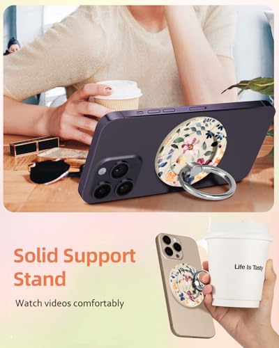 Lotadilo Magnetic Phone Ring Holder, Cute Phone Grip Stand, Leaf Flower - color: Leaf Flower