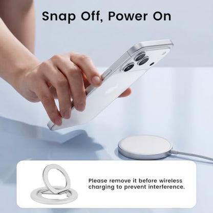 Double Sided Magnetic Kickstand,360°Rotation Cell Phone Grip Stand Finger Ring for iPhone 17 Pro Max 16 15 14 13 12 MagSafe Accessories,Fit Magnetic Car Mount, White - color: White