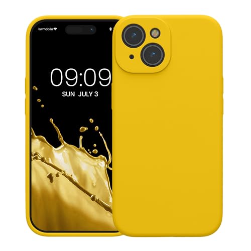 kwmobile Case Compatible with Apple iPhone 15 Case - Slim TPU Silicone Phone Cover - Soft Touch Finish - Radiant Yellow - color: Radiant Yellow, size: iPhone 15