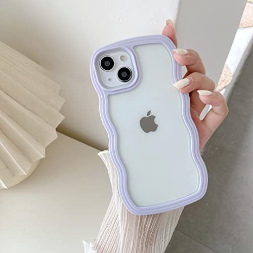 QLTYPRI Cute Wavy Case for iPhone 11 Clear Phone Case, Purple | Aesthetic Curly Frame Shape Transparent TPU Phone Case for Girls Women, Soft Silicone TPU Bumper Shockproof Protective Cover - color: Purple, size: iPhone 11