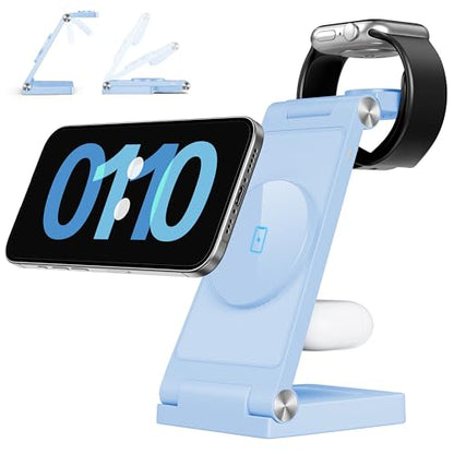 2026 Traveling Wireless Mag-Safe Fast Charging Station - color: Light Blue