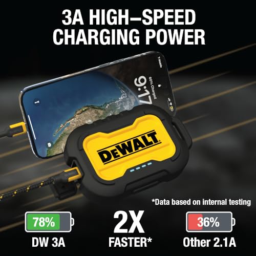 DEWALT Heavy Duty Portable Charger, Power Bank, Travel Worksite 10,000 mAh