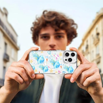 VisEnt Clear Case for iPhone 16 ProMax, Magnetic Phone Case, Transparent Slim Cover, Military Grade Protection, Shockproof, Anti-Yellowing, Scratch Resistant, Blue Jellyfish Ocean - color: Blue Jellyfish Ocean, size: Iphone 16 Pro Max