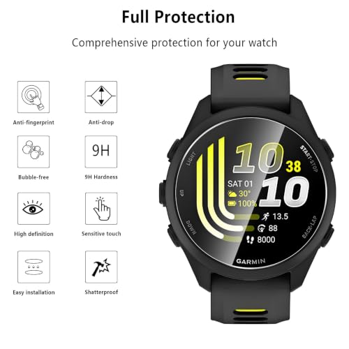 6-Pack Tempered Glass for Garmin Forerunner 70/170/170 Music Watch Screen Protector, AUUYYA 9H Hardness HD Clear Anti-Scratch Tempered Glass Protection Film, Bubble Free Anti Scratch Easy Installation - size: Garmin Forerunner 70