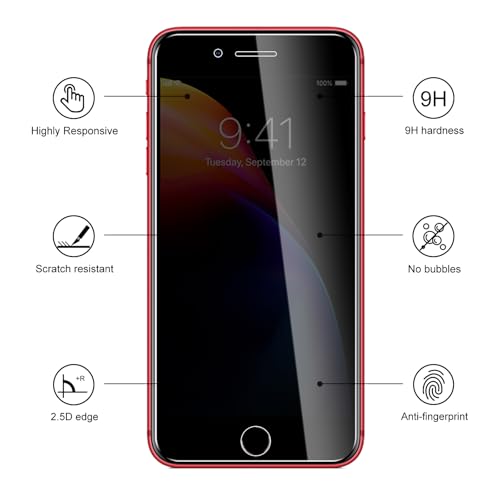 3 Pack Privacy Screen Protector for iPhone 7 Plus/8 Plus, 9H Hardness Double Shatterproof Anti-Spy Tempered Glass Film, Easy Installation, Case-Friendly - size: iPhone 7 Plus/8 Plus