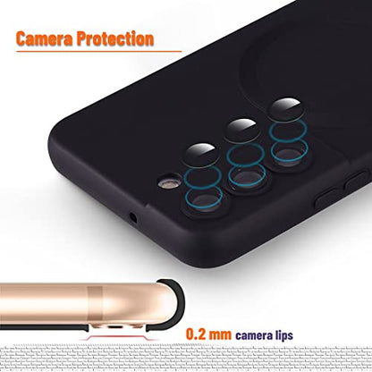 Magnetic for Samsung Galaxy S21 FE Case,Soft Silicone Samsung Galaxy S21 FE Phone Case with Camera Protection,Anti-Scratch Samsung Galaxy S21 FE Case Compatible with MagSafe, Black - color: Black, size: S21 FE