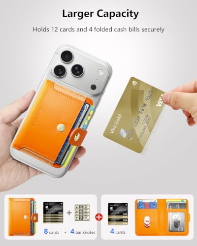 ONETOP for MagSafe Wallet,Magnetic Phone Wallet with 5 Card Slots,Orange - color: Orange