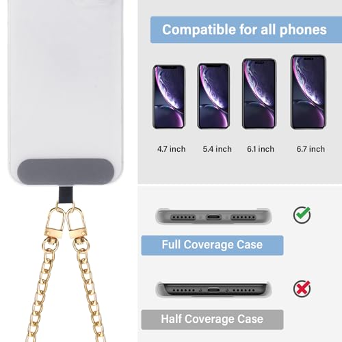 Canlierr 2 Pack Phone Chain Crossbody, with Tether Tab, Gold - color: Gold