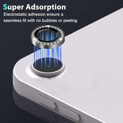 Zeking (2 Set Bling Camera Lens Protector Compatible with iPad Air 11 (2026) 5G, Glitter Bling Sparkly 9H Tempered Glass Protector Metal Individual Ring (Bling-Black) - color: BlingBlack