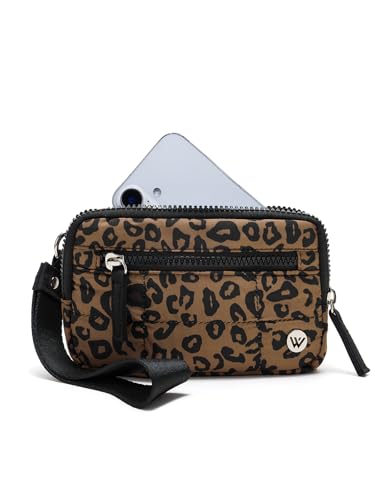 WESTBRONCO Wristlet Wallets for Women – RFID Blocking Quilted Nylon Phone Wallet, Card Holder Purse for Travel & Everyday Use - color: Leopard Print