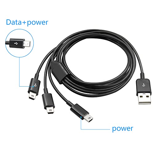 Multi Mini USB Splitter Cable,3 in 1 USB 2.0 A Male to 3 Mini 5 pin Male Data Sync Charging Cable,Power up to 3 Mini USB Devices at Once from a Single USB Port, 1M(Black) - color: usb Male 1 to 3 Mini usb