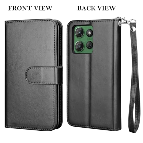 for Motorola Moto G Power 5G 2025 Case, for Moto G Power 2025 Wallet Case, PU Leather Credit Card Holder [9 Card Slots] Folio Flip Detachable Magnetic Cover Kickstand & Lanyard, Black - color: Black