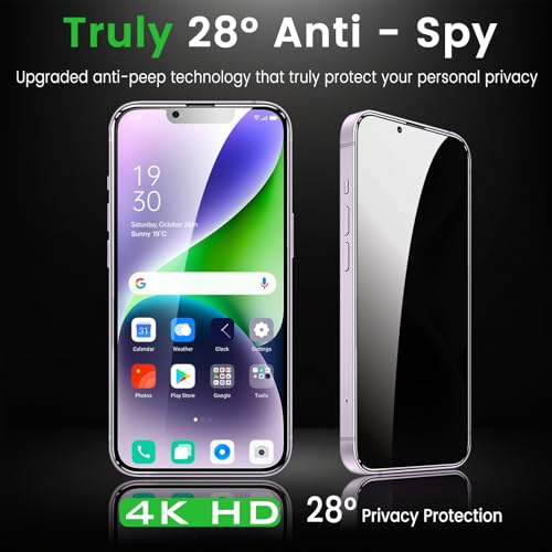 Romkasi 3 Pack Privacy Screen Protector for iPhone 14 Plus 6.7 Inch with 3 Pack Camera Lens Protector, Anti Spy Tempered Glass Film, Anti-Scratch, Touch Sensitive, Case Friendly - color: iPhone 14 Plus
