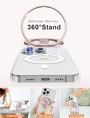 [Stylish Twinkle] EWA MagOne for Magsafe Phone Grip Kickstand [Replaceable Elastic Finger Loop], Mag Safe Ring Holder Stand, Magnetic Phone Accessories for iPhone 17,16,15,14,13,12-(Rose Gold) - color: Rose Gold