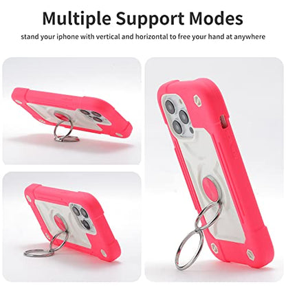 MARKILL Compatible with iPhone 14 Pro Case 6.1 Inch with Built-in Ring Stand, Military Grade Drop Protection Full Body Rugged Heavy Duty Case 3 in 1 Protective Durable Cover Hot Pink - color: Hot Pink, size: iPhone 14 Pro 6.1"