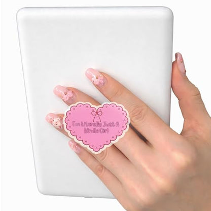 Pink Heart Kindle Grip, for Kindle E-Readers and Smartphones, Rotating Folding Elastic Base, A Gift for Book Lover - color: Pink Heart