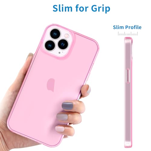 JJGoo Compatible with iPhone 15 Pro Case Clear, Soft Clear Fiexible TPU Phone Cases, Shockproof Transparent Bumper Cover Slim Thin Phone Case, Translucent Pink - color: Pink