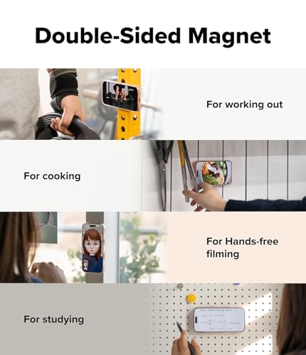 Ringke for MagSafe Phone Grip [Double Sided Magnetic Phone Holder] 3-Tier Foldable Stand Two-Sided Powerful Magnet for Gym Dual Magnetic Smart Ring for iPhone 17 Pro Max 16 15 14 13 12 - Black