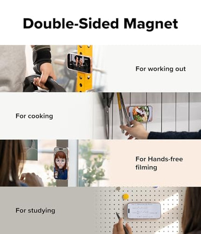 Ringke for MagSafe Phone Grip [Double Sided Magnetic Phone Holder] 3-Tier Foldable Stand Two-Sided Powerful Magnet for Gym Dual Magnetic Smart Ring for iPhone 17 Pro Max 16 15 14 13 12 - Black