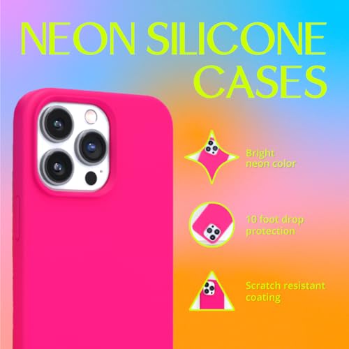 FELONY CASE – iPhone 13 Pro Case – Neon Pink Silicone Phone Cover, Liquid Silicone with Anti-Scratch Microfiber Lining, 360° Shockproof Protective Case for Apple iPhone 13 Pro - color: Neon Pink, size: iPhone 13 Pro