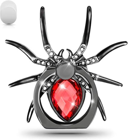 Spider Shape Phone Ring Holder 360° Rotating Universal Spider Mobile Stand - Polished Metal Grip for Cell Phones (Red) - color: Red
