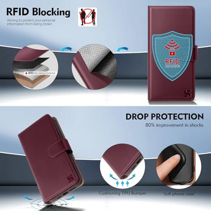 Shieldtop Compatible with Samsung Galaxy S24+ Plus Wallet Case with Card Holder,Women Men RFID Blocking PU Leather Flip TPU Protective Cover Credit Card Slots,Phone Case for S24 Plus,Wine Red - color: Wine Red, size: Samsung Galaxy S24 Plus - 6.7"