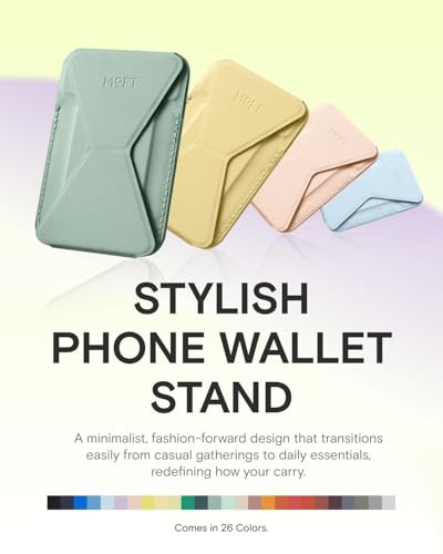 MOFT Magnetic Wallet Stand Compatible with iPhone 18/17/16/15/14/13 Series, Angle Adjustment Magsafe Compatible MOVAS Phone Stand - color: Seafoam, size: Standard