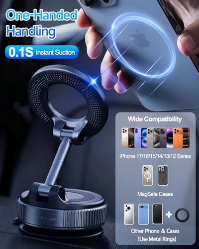for MagSafe Car Mount, Vacuum Magnetic Car Phone Holder Stand for Your Car - color: Black 2