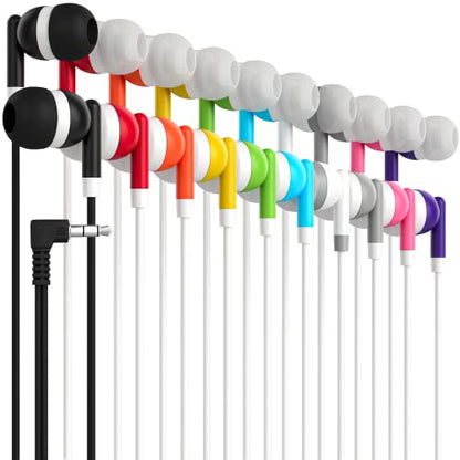Maeline Bulk Earbuds with 3.5 mm Headphone Plug - 10 Pack Wholesale Bundle - Multi Color - color: Multi, size: 10 Pack