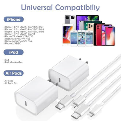 [Apple MFi Certified] iPhone Fast Charger,Phone 14 Fast Charge Wall Charger - size: 2Pack 6FT