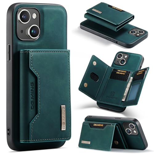 Leather Wallet Phone Cases Compatible with iPhone 15 Case with Card Holder Men 6.1'' 2 in 1 Detachable Back Cover (Green, IP 15) - color: Green, size: IP 15