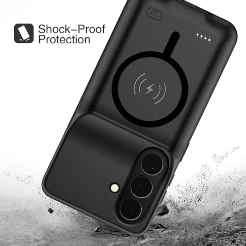 Battery Case for Galaxy S26, Upgraded 10000mAh Battery Pack Rechargeable Charger Case with Wireless Charging Compatible for Galaxy S26(6.3 inch) External Charging Cover(Black) - size: Galaxy S26