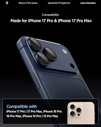 Spigen Camera Protector for iPhone 17 Pro Max, 17 Pro, 16 Pro Max, 16 Pro - color: Black