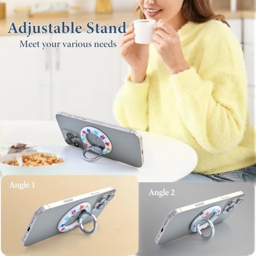 Magnetic Phone Ring for MagSafe Grip, Super Magnet Twinkle Design Ring Holder Stand, MagSafe Accessory for iPhone 17/16/15/14/13 Pro Max Plus，Rainbow Garland - color: Rainbow Garland