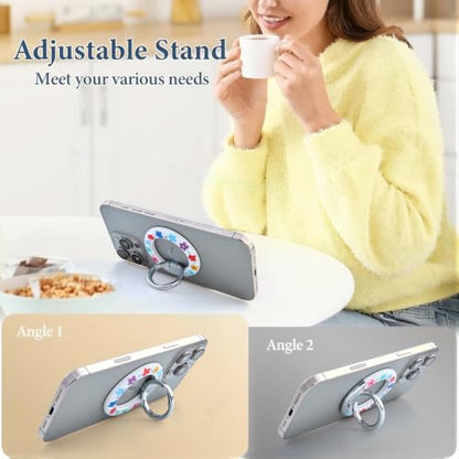 Magnetic Phone Ring for MagSafe Grip, Super Magnet Twinkle Design Ring Holder Stand, MagSafe Accessory for iPhone 17/16/15/14/13 Pro Max Plus，Rainbow Garland - color: Rainbow Garland